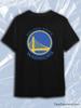TeeSensation Black Crew Neck Short Sleeve T-Shirt with Golden State Warriors Blue Yellow Bridge Logo Print
