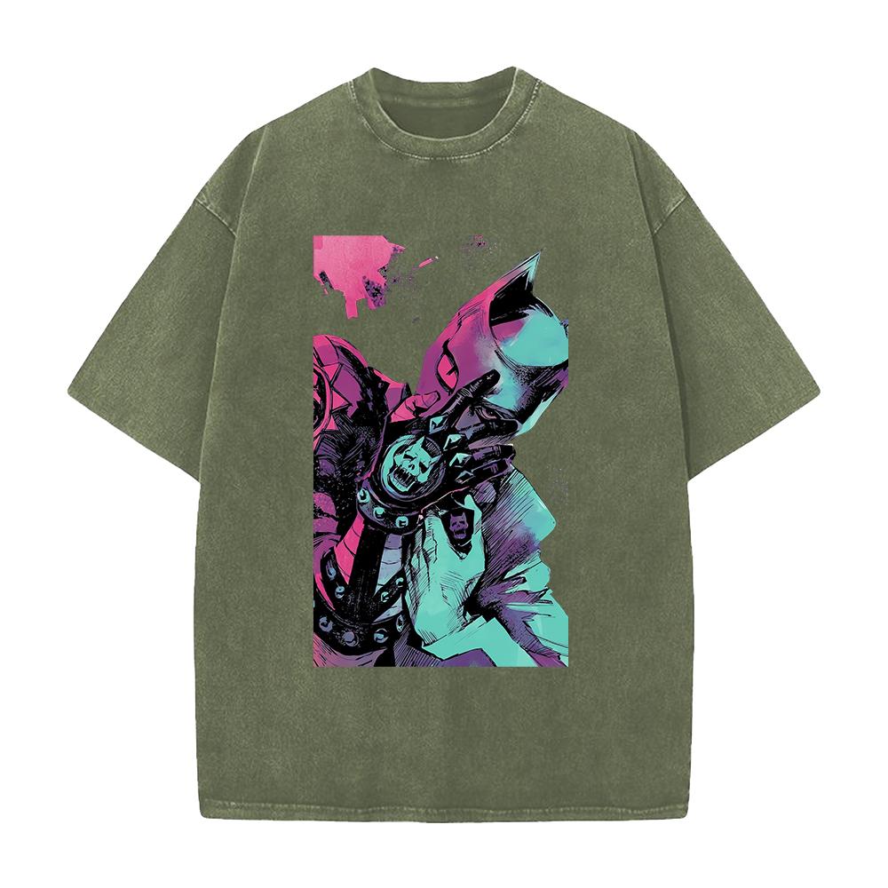 Killer Queen Kira Yoshikage Print T-shirt Anime JoJo's Bizarre Adventure Men Women Cotton Tshirts Washed T Shirt Harajuku Tops