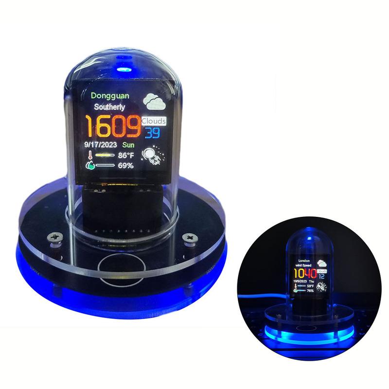 Ceas cu stație meteo WIFI plină de caracteristici cu încărcări de animație Funcție de album foto electronic Decorare desktop