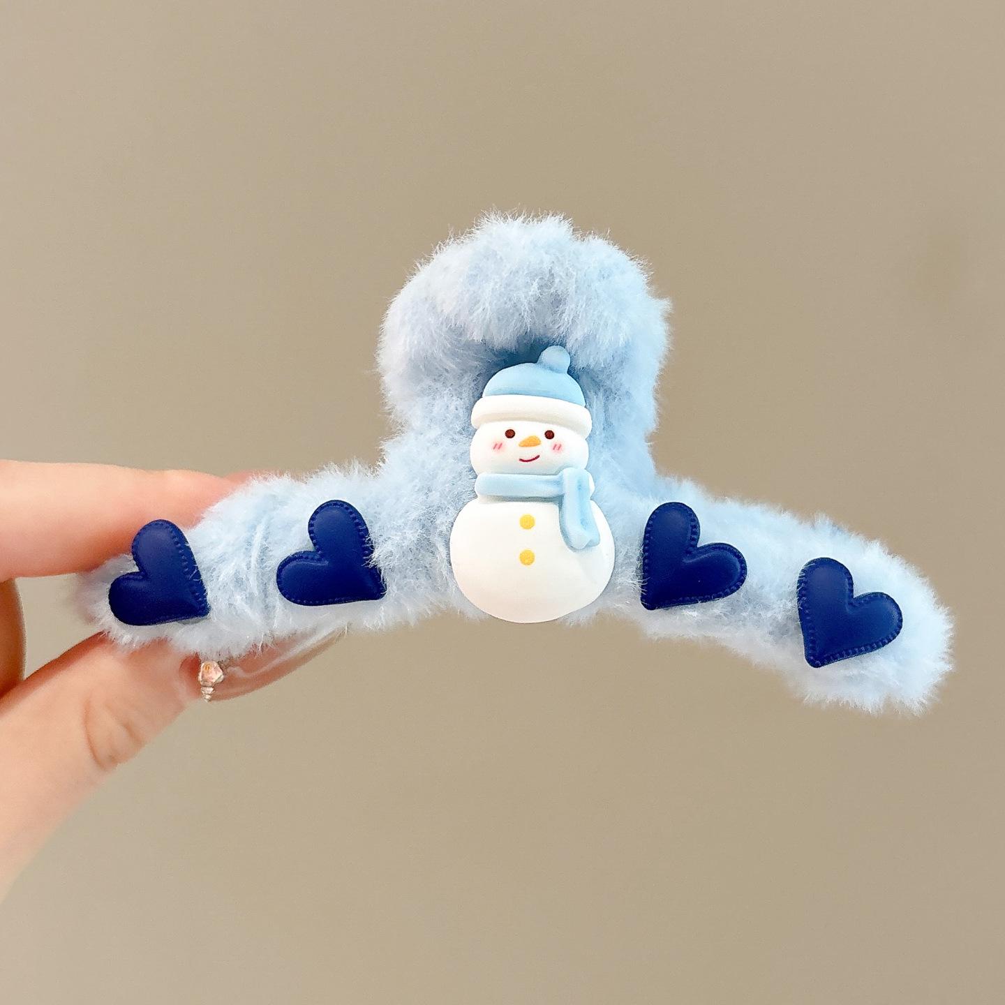 

Festive Christmas Shark Plush Hair Clip for Women - Large Fluffy Claw Hair Accessory