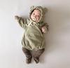 Cuddly Bear Ear Dull Casual Fashionable Babies [Key Shop] (80, Green) Romper, Green, Brown, Cute, Cotton, Newborn, Baby, Kids, Wear, Wear, Spring,
