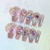 Pink Fake Nails with Full Flash Glitter Decor Charming Comfortable To Wear Manicure Nails for Daily and Parties Wearing