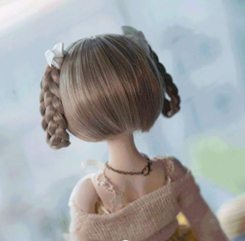 YR EARTH S297 Heat-Resistant Doll Wig, Braided Hair, Shiny Beige, 1/3, 1/4, 1/6 Size, BJD, DD, SD, MDD, MSD (1/3, 8-9 inch Size)