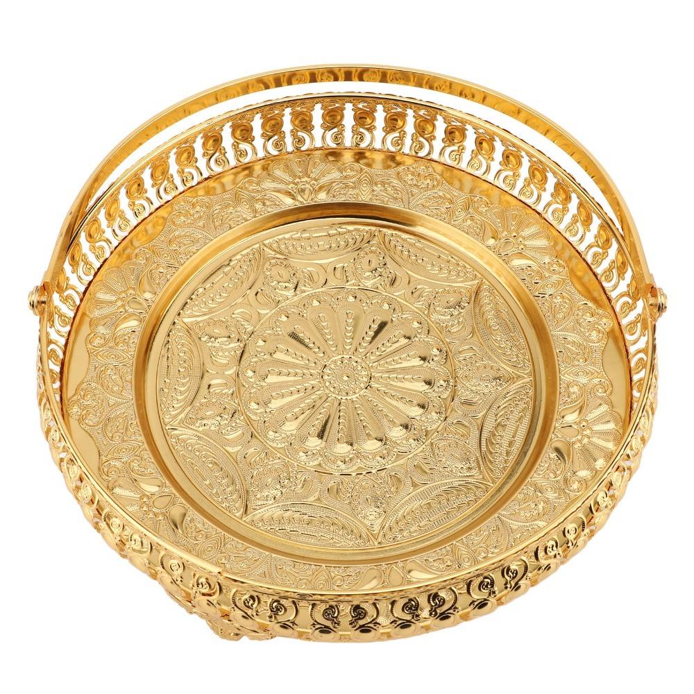 Alloy Dessert Plate Round Cake Plate Platters Fruit Tray Living Room