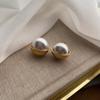Simple Western Antique Hemisphere Pearl Stud Earrings French Earrings Niche High-End Light Luxury