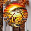 African Wildlife Round Metal Wall Art Decor for Living Room Garden Home