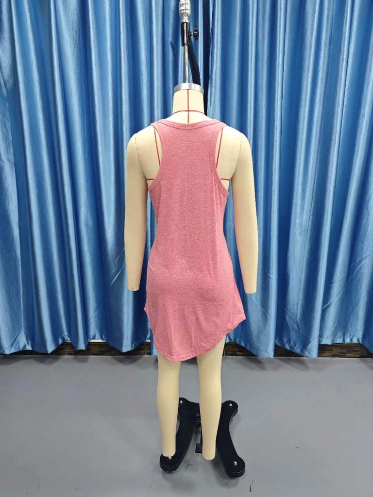 Women's Summer Sleeveless Round Neck Tank Dress - Casual, Versatile Short Skirt