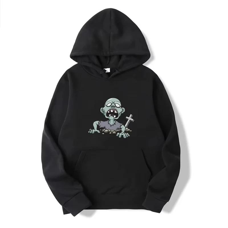 Skeleton Halloween Printed Street Hoodies Fashion Kpop Print Hoodie Men Autumn Loose Sweatshirt Male Streetwear Clothes