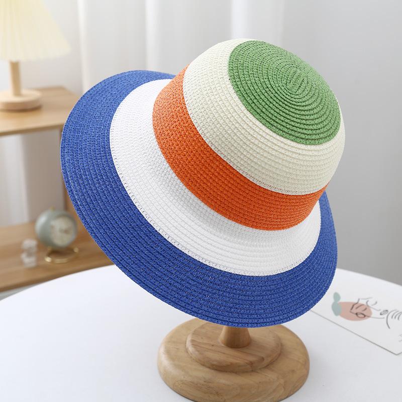 Colorful Stripes Foldable Floppy Disk Straw Hats Women Casual Summer Outdoors Beach Sun Hat Portable Wide Brim Female Panama Cap