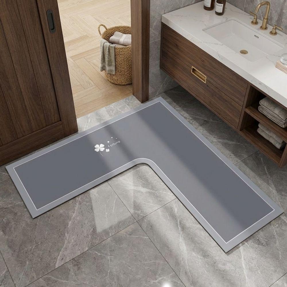 L-Shaped Bathroom Mat Anti-slip Kitchen Corner Carpet Luxury Kitchen Rug  For Home Corner