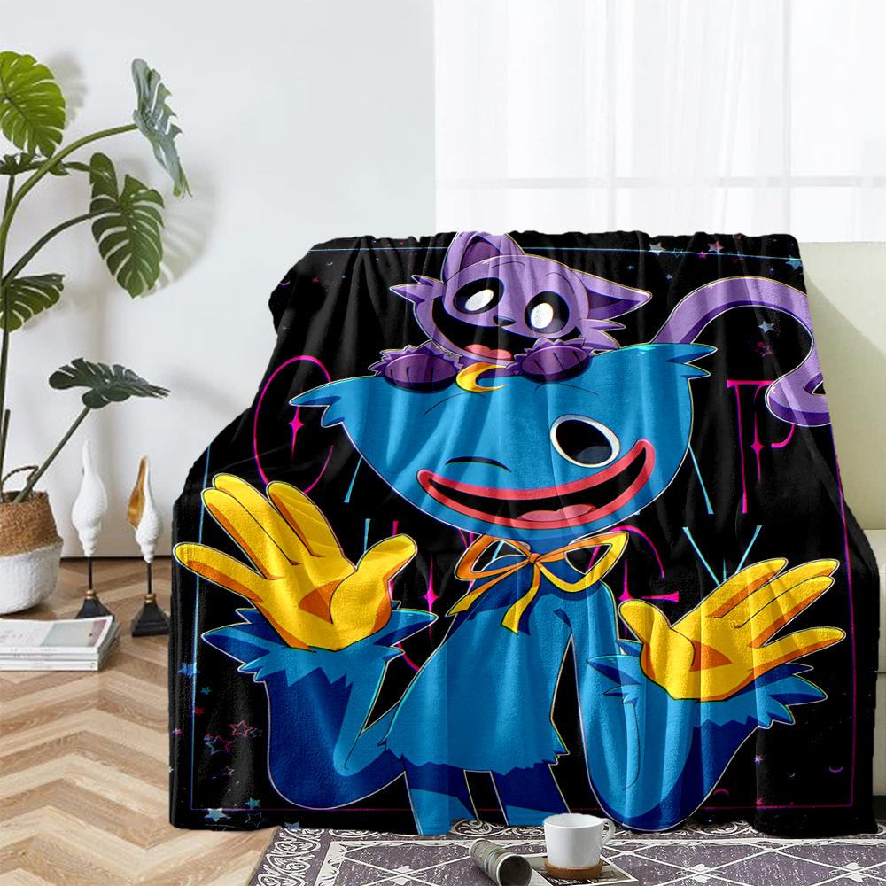 Huggy Wuggy Theme Printed Blanket - Perfect for Couch, Bed, Travel & Outdoor Use | Machine Washable, Cozy & Durable.