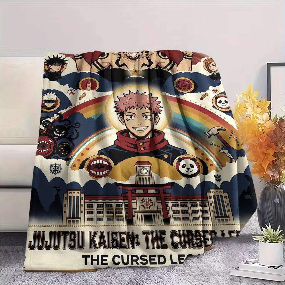 Spliced Jujutsu KaisenPrint Flannel Blanket, High quality Comfortable for All Seasons, Home Decor, Warmth and Comfort