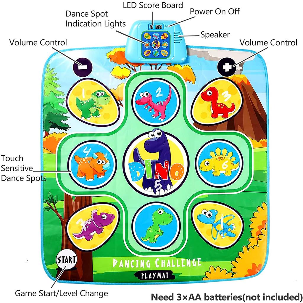 Tappetino da ballo per bambini, regalo per ragazze, tappetino musicale con 6 modalità di gioco, modalità sfida, 9 luci a LED, unicorno tappetino da gioco per bambini, Natale, compleanno, giocattolo