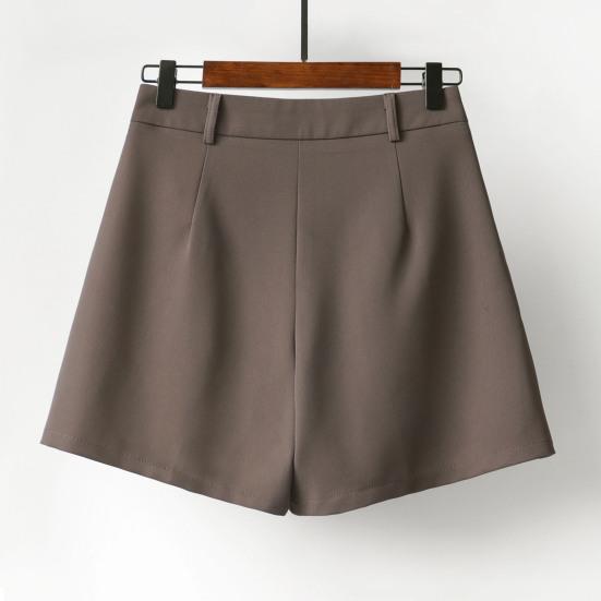 Szorty Linia A Luźne Wysoki Stan Kieszenie Jednolity Kolor Zapięcie na Guzik i Zamek Błyskawiczny Formalne Do Pracy OL