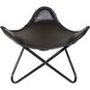 El Yapımı Siyah Deri Kelebek Sandalye Tabure Katlanabilir Relax Koltuk