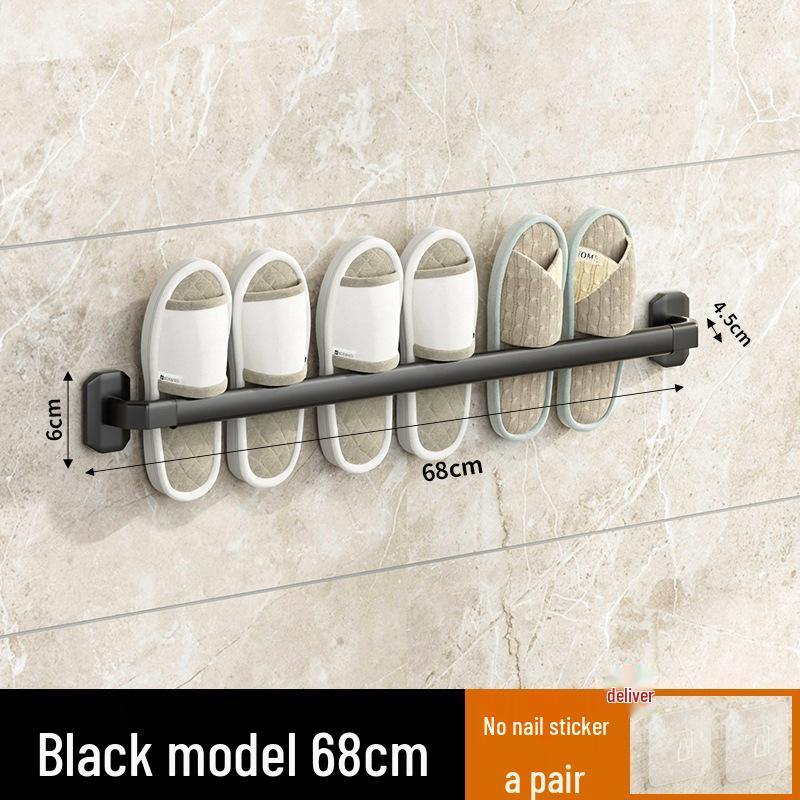 Wall-Mounted Luxury Slipper Rack: Punch-Free Bathroom Shoe Draining Storage Solution