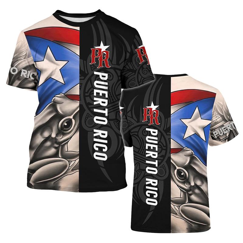 

2025 New Puerto Rico Flag Graphic T Shirts Harajuku Fashion National Emblem T-Shirt Casual Unisex Tshirt Male Streetwear Tee Top 160 (13T-14T)