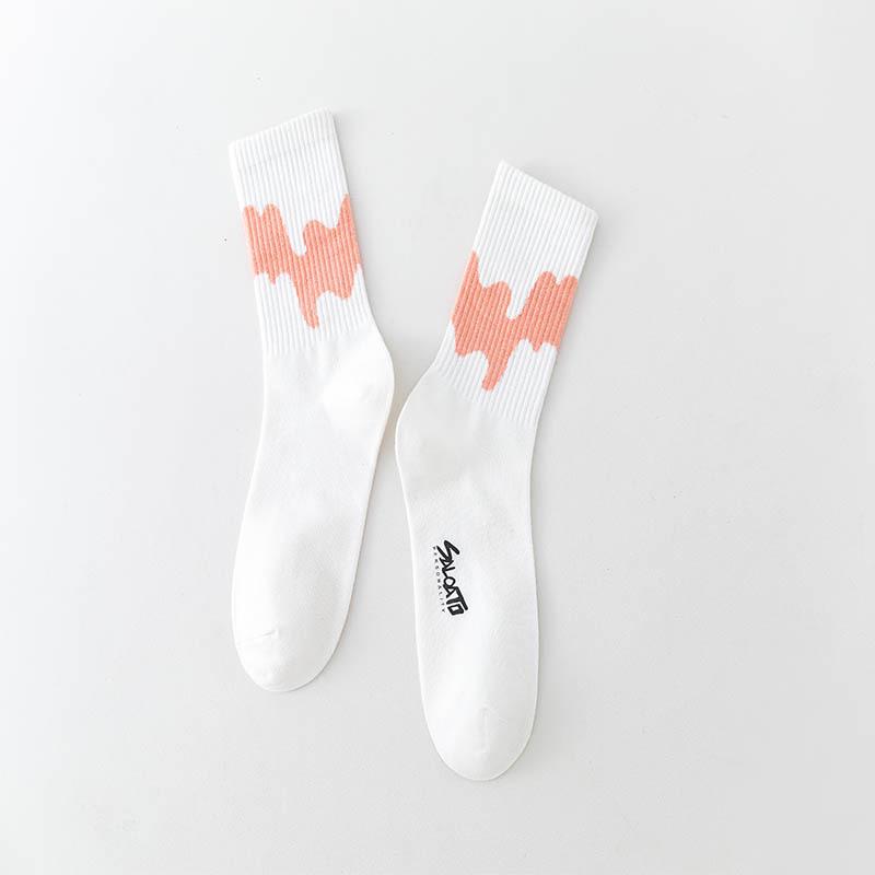 Trendy Mid-Calf Pure Cotton Sports Socks - Anti-Odor, High Waist, Perfect for Spring and Autumn, Ideal Match for White Shoes
