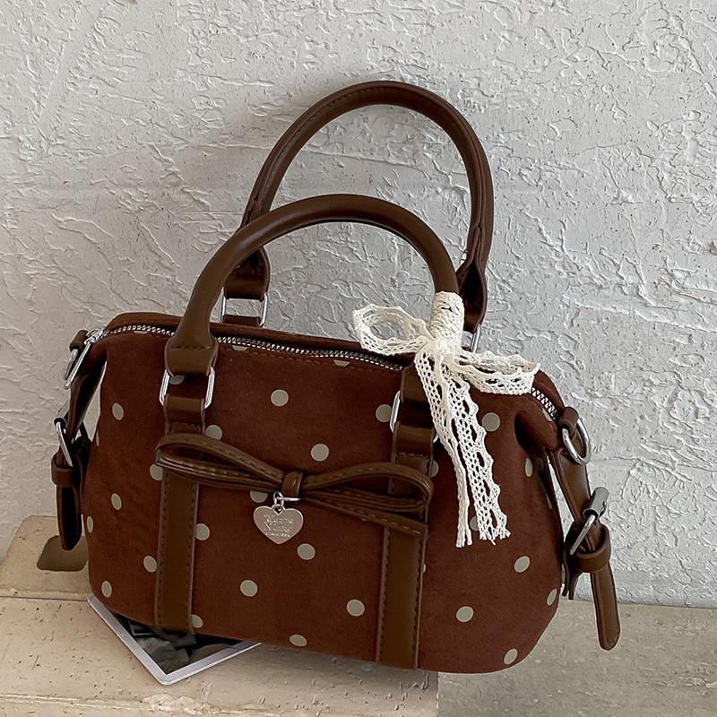 Womens Medium PU Pillow Bag With Polka Dots Soft Structured Shoulder Daily Commute Casual Wear