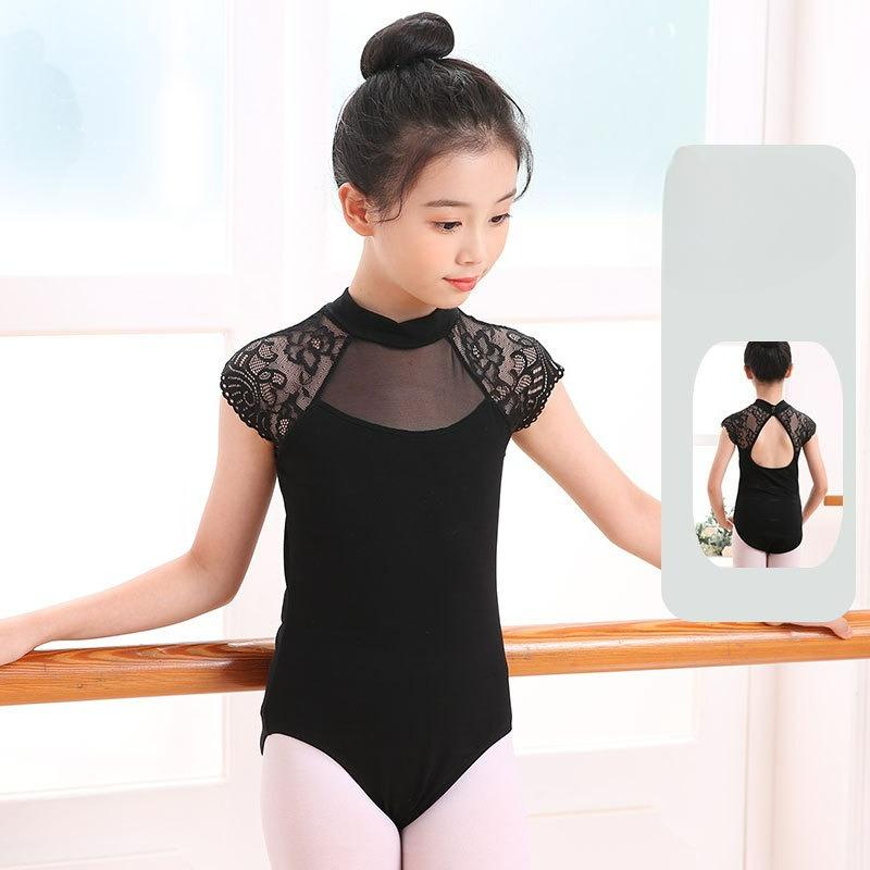 Children's Lace Short-sleeved Summer Round Neck Dance Clothes Cotton Body Clothes Body Clothes Practice Clothes