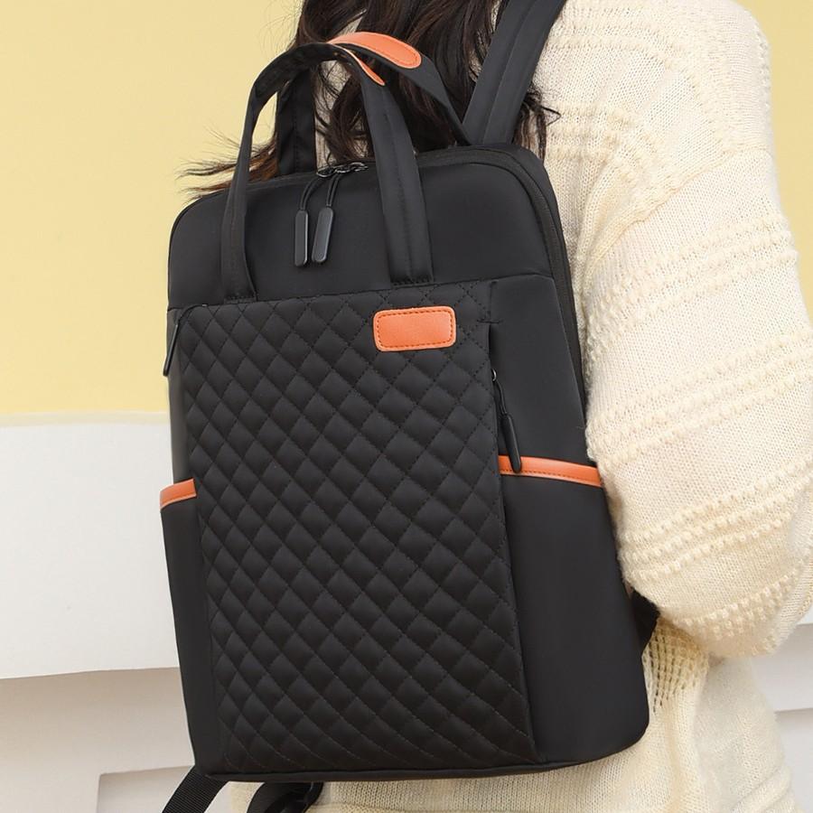 Schoolbag Women's Business Computer Bag Short Business Trip Multifunctional Backpack Student Large Capacity Rhombus Backpack