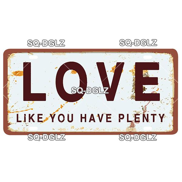 [SQ-DGLZ] Text Hope Love Home License Plate Tin Sign Store Bar Wall Decoration Metal Sign Home Decor Painting Plaques Art Poster
