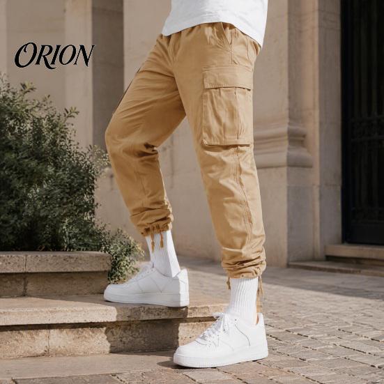 Weiche Hautfreundliche Lounge-Hose Herren Cargohose, Lockere Passform Jogginghose mit Verstellbarem Kordelzug Stylischer Hip-Hop-inspirierter Bündchen, Mehrere Taschen,