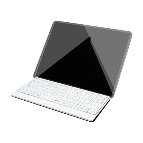 Klawiatura bezprzewodowa Bluetooth zgodna z INNOPRESSO, z touchpadem, układem angielskim Mokibo, z dedykowaną osłoną stojaka, obsługa wielu urządzeń (biały)