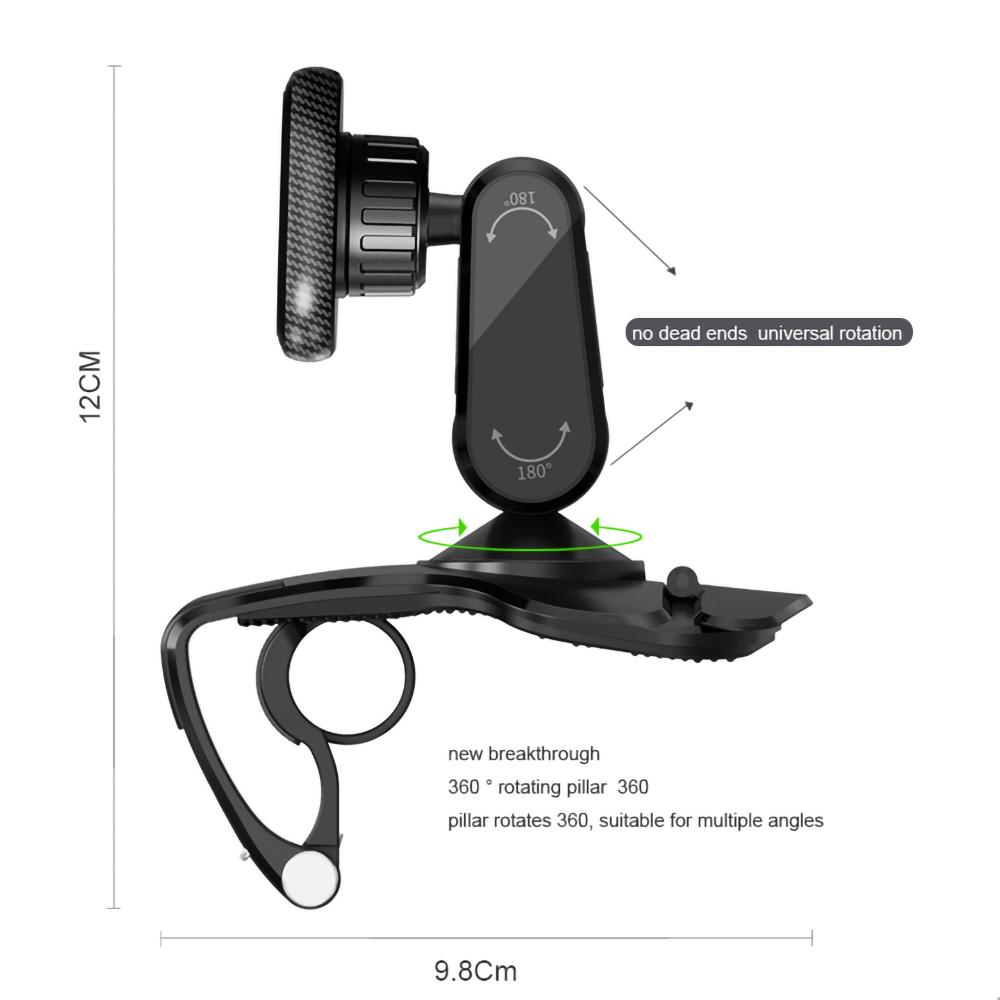 

212-C Multi-function Vehicle Dashboard Phone Clamp Holder 360-degree Rotating Magnetic Cell Phone Mount Stand with Phone Number Sticker