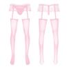 Mens Exotic Sheer Lace Briefs with Stocks Cutout Pantyhose Bulge Pouch G-Strings Glossy Garters Leggings Sissy Nightwears Party