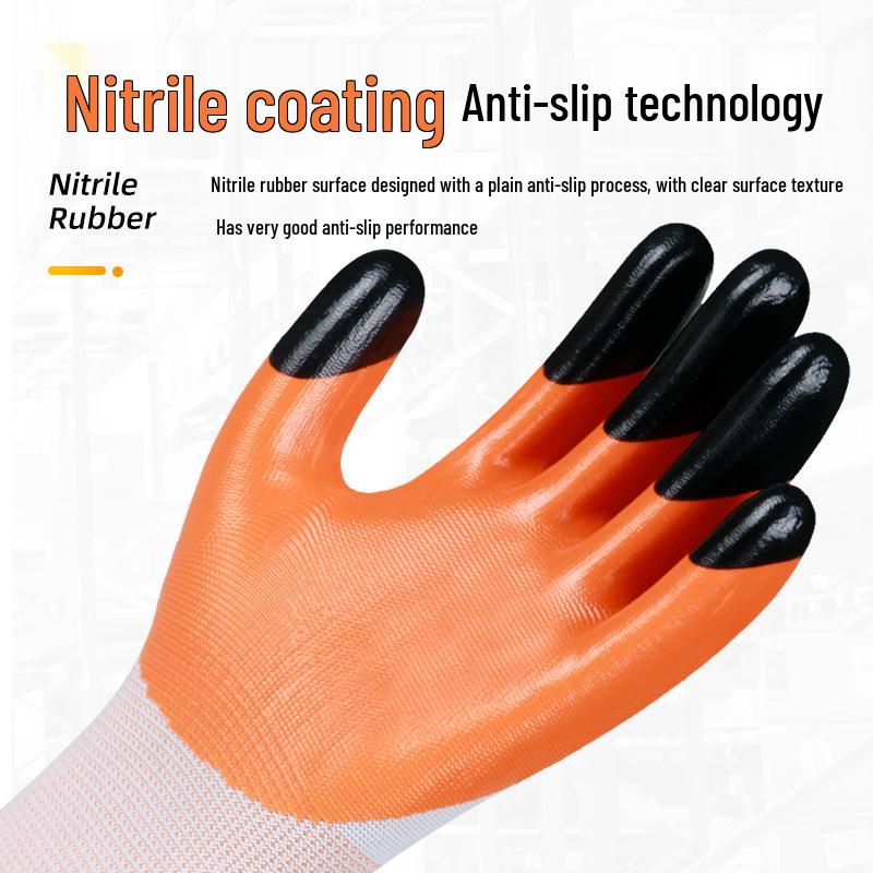 Reinforced Puncture-Resistant Nitrile Work Gloves: Durable, Non-Slip, Oil-Resistant, Breathable Protection.