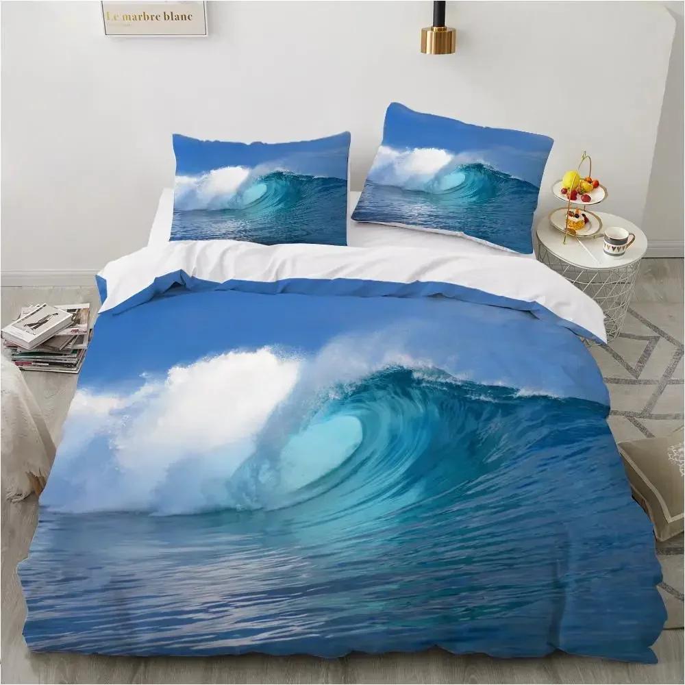 Tropic Ocean Style Sandy Shore Sea Comfortable Duvet Quilt Cover Pillowcase Bedding Set Children Bedroom Decoration Home Textile