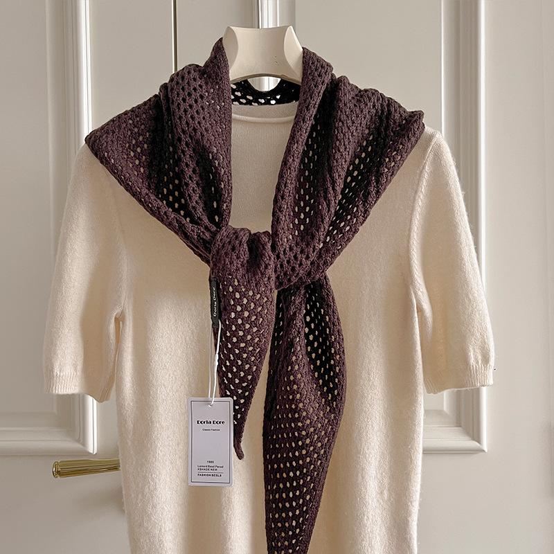 Wool Fashion Hollow Knitted Triangle Scarf Shawl With Women'S Vest Scarf High-End Skirt Waist Scarf Waist Versatile Scarves