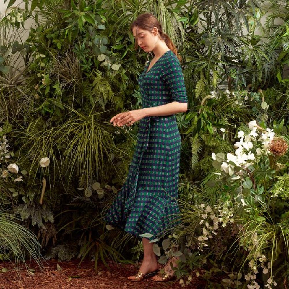 Lipbbam Creola Vivianne 3 4 Sleeve Frill Wrap Dress Ldm42gv101