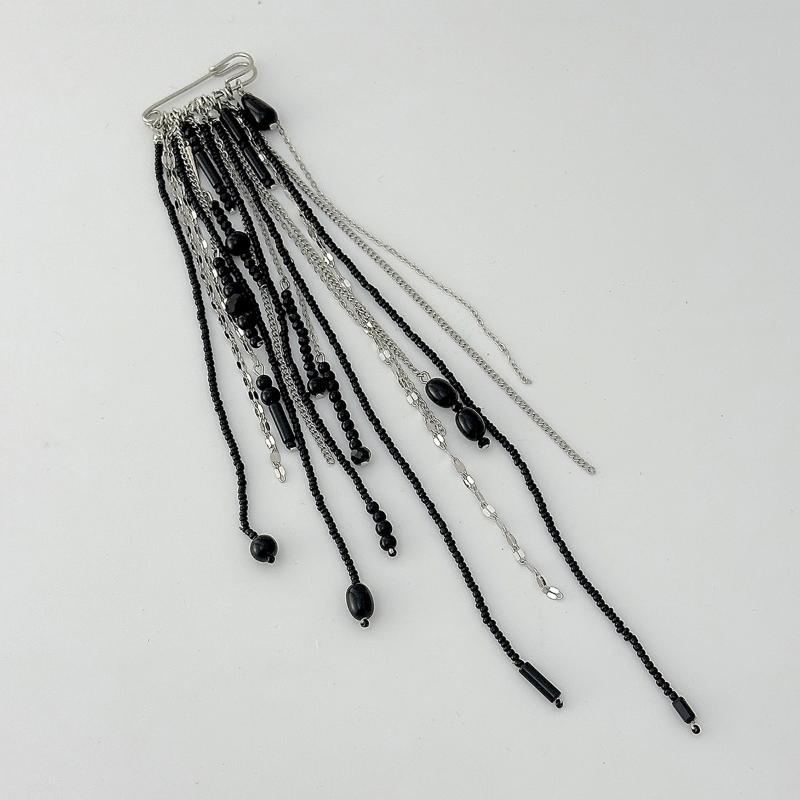 Exaggerated Imitation  Tassel Chain Brooch Clothing Tie Pin Bead Fixed Ornament Banquet Party Jewelry Accessories Gifts