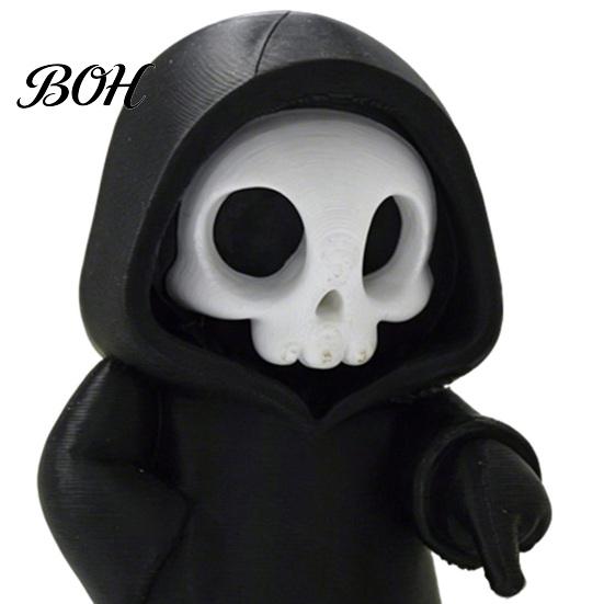 Small Gothic Collectible Figures Halloween Ghost with Skeleton Dog Statues, Skull Resin Niche Dark Aesthetic Room Decor Sculpture Ornaments,
