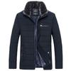 Men's Mid-Aged Cotton-Padded Business Jacket with Velvet Lining, Suitable for Ages 30-50.
