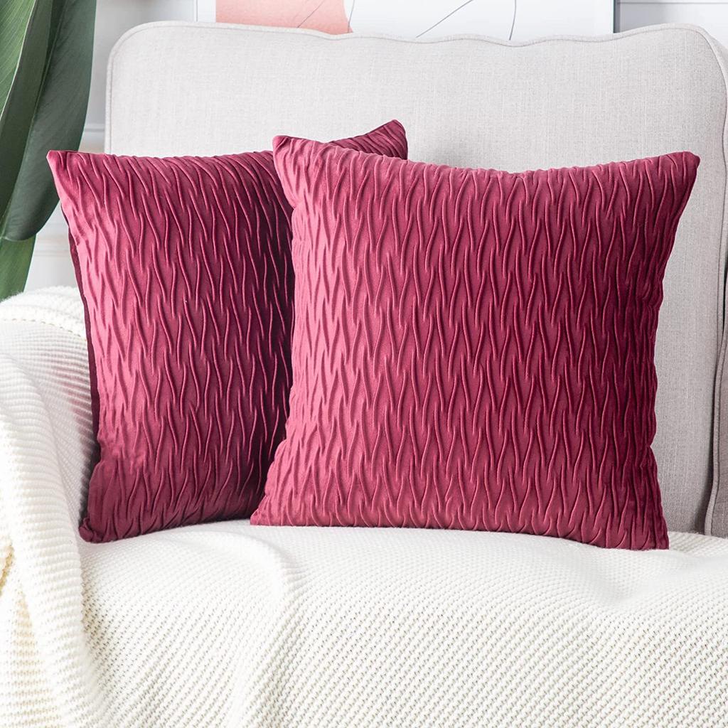 Kissenbezug für Sofa im leichten Luxusstil, einfarbig, nordisch, Ins-Kissenbezug, Samt, plissiert, gestreiftes Kissen