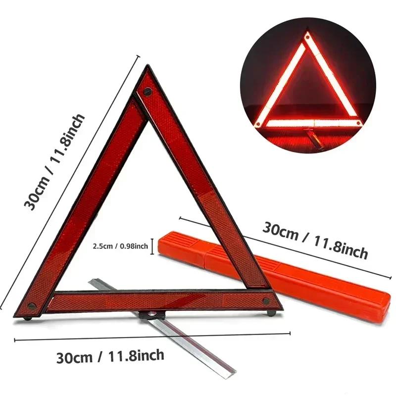Car Emergency Breakdown Warning Tool Car Tripod Folded Stop Sign Reflector Triangle Red Reflective Safety Hazard Car Accessories