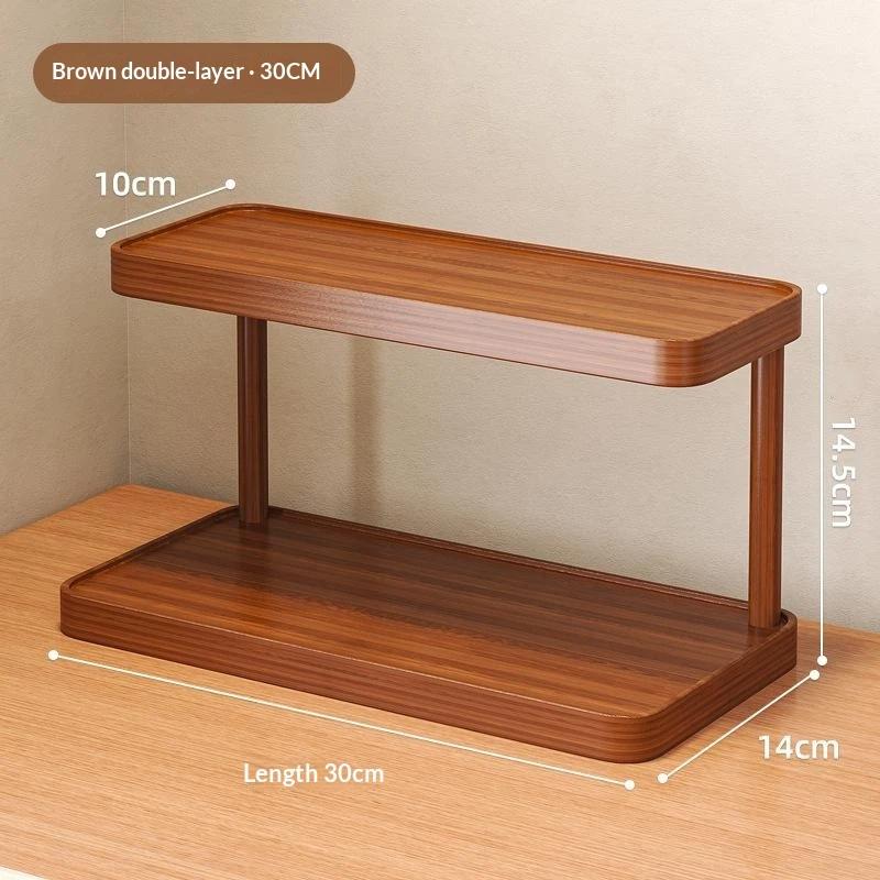 Wooden Desktop Storage Shelf 2/3 Tier Sturdy Frame Large Capacity for Skincare Stationery Home Office Desk Organizer