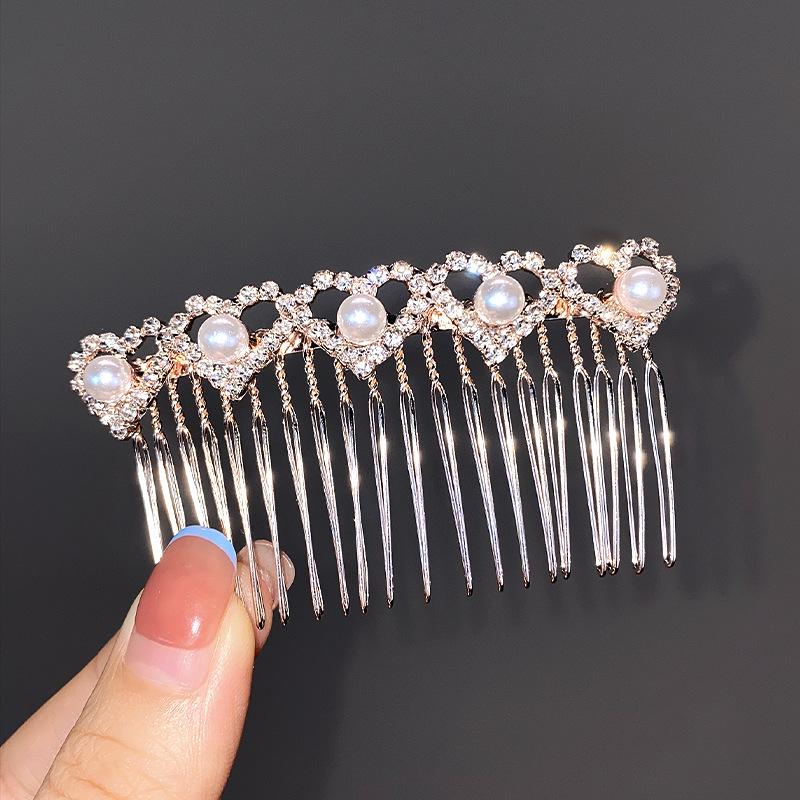 Non-Slip Crystal Pearl Hair Comb - Elegant Summer Headdress for Women