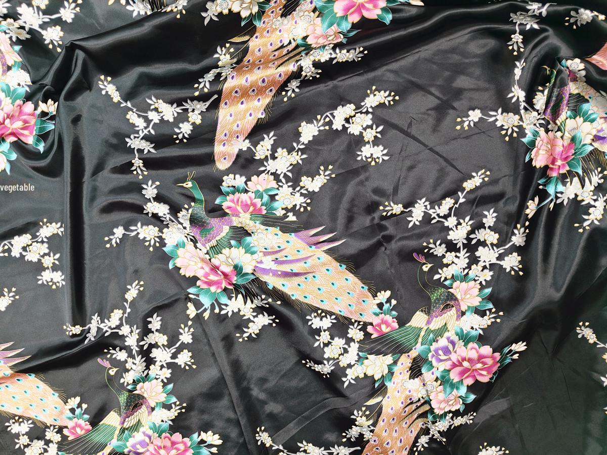 

«Ткань ципао с принтом из атласного шелка и лента для головного убора»