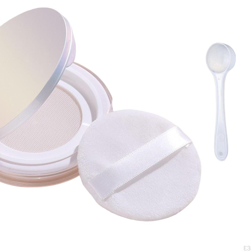 Leeres tragbares DIY-Make-up-Puderetui mit Puff, Spiegel, Netz, Löffel für die Freundin