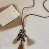 Wood Ethnic Style Necklace Flower Bohemian Style Necklace Retro Long Sweater Chain  Women