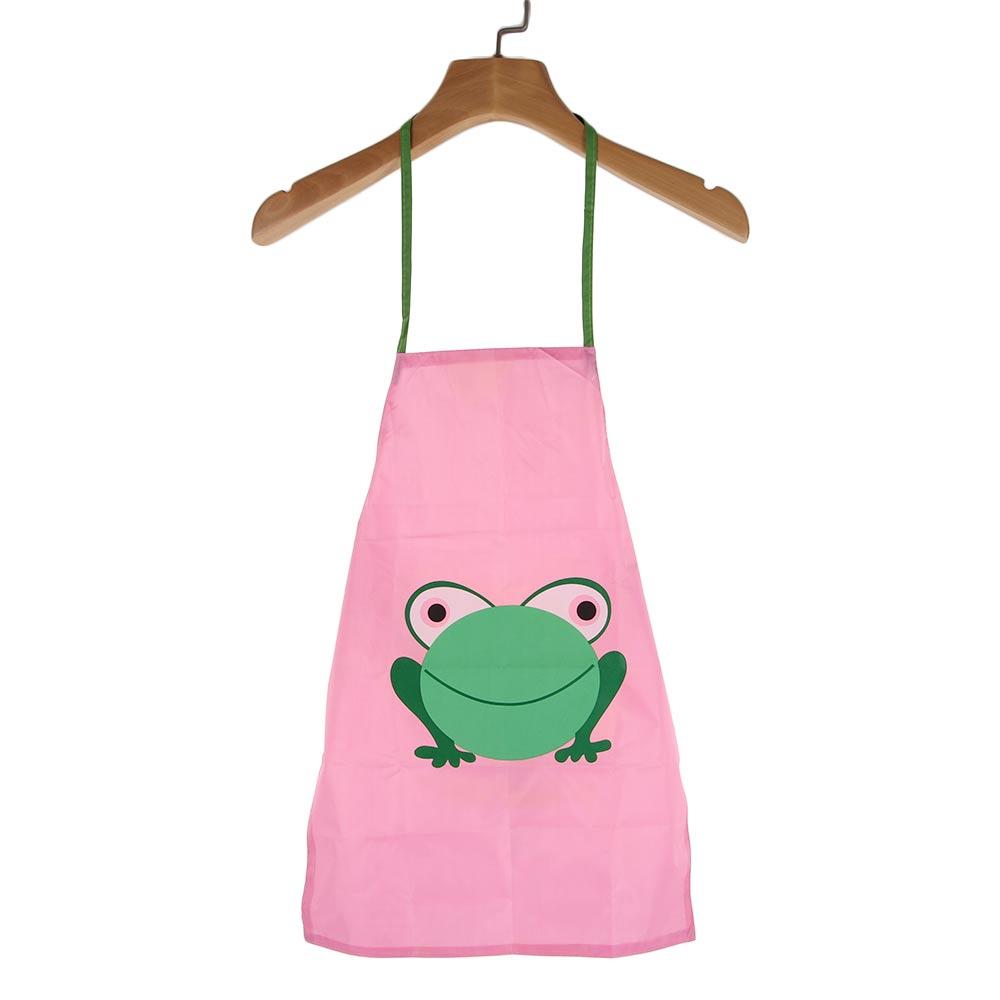 Веселый Легко Чистить Девочки&Мальчики Мультяшный Мультяшный Лягушка Печать Кулинария Рисование Милый Фартук Дети Водонепроницаемый Лягушка Дизайн