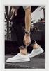Men's Plus Size White Leather Loafers - Hand-Stitched Slip-On Cowhide Casual Shoes