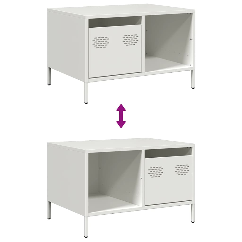 White Coffee Table 68.5 X 50 X 43.5 Cm Cold Rolled Steel