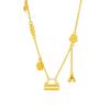 Exquisite Sparkling Sand Gold Four-Leaf Clover Tassel Necklace – Ethnic Style, Long-Lasting Color, High-End Feel
