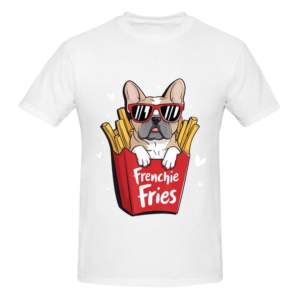 1 Piece Frenchie Fries Graphic 100 Cotton Tshirt French Bulldog Tees Tops For Unisex