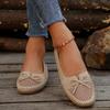 Dames beige flats med ankelkjedelignende dekorasjon - Slip-on sko med lukket tå, overdel i PU ekte skinn og polstret innersåle - Hverdagssko for alle årstider